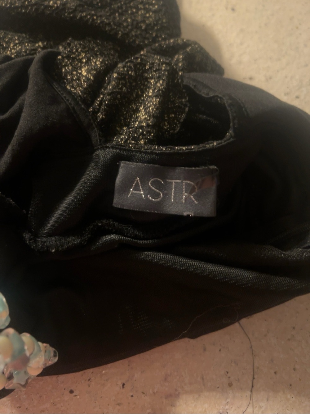 ASTR Black Top with Gold Metallic Sheen XS beautiful glitteryOMG
